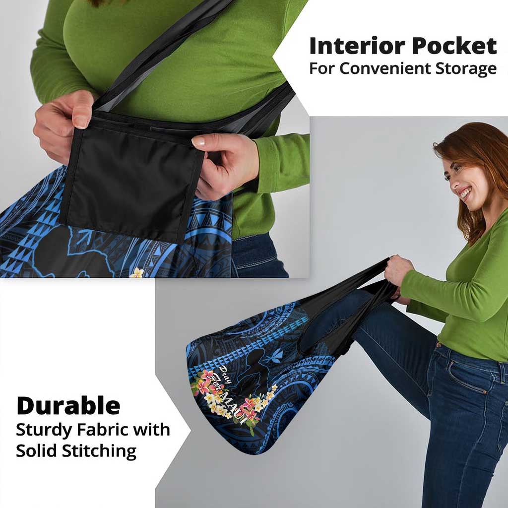 Blue Hawaii Grocery Bag Pray For Maui Hawaiian Plumeria Be Strong