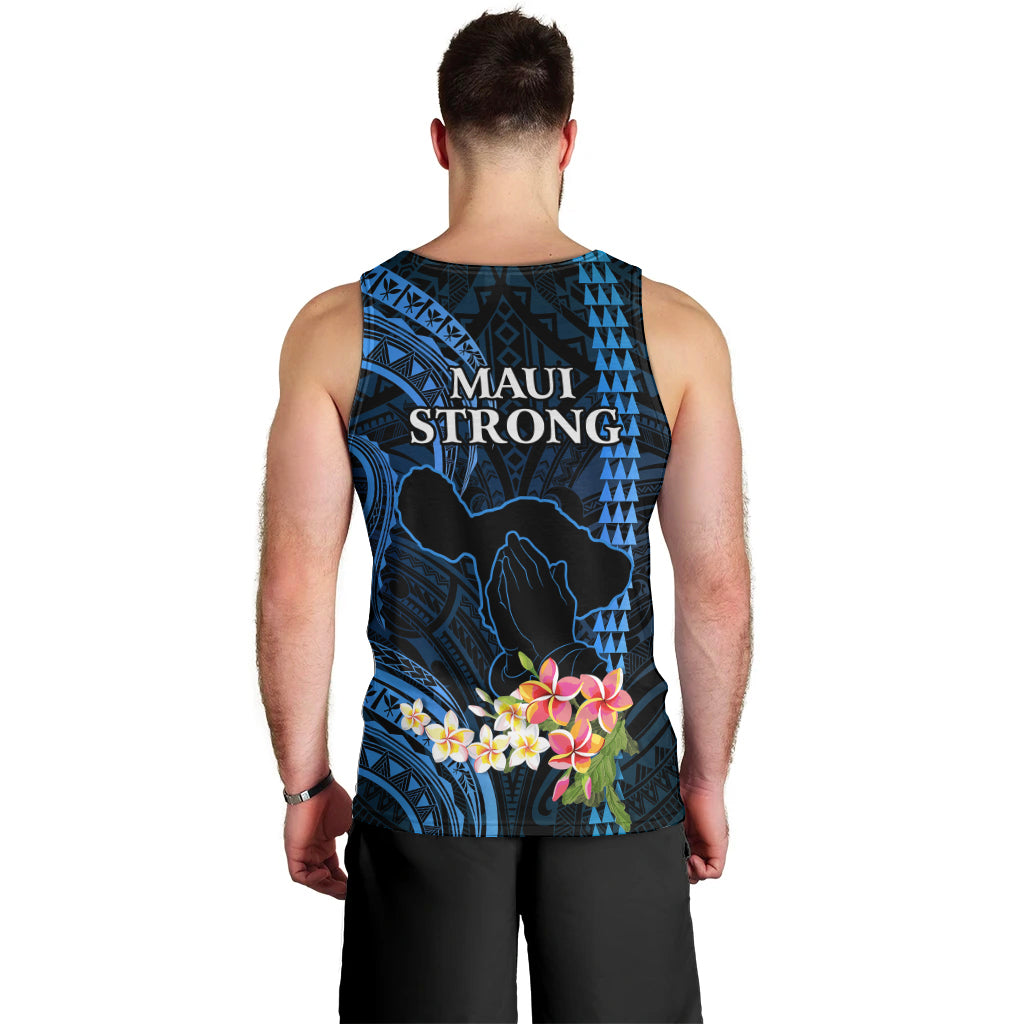 Hawaii Men Tank Top Pray For Maui Hawaiian Plumeria Be Strong Blue Verison LT14 - Polynesian Pride