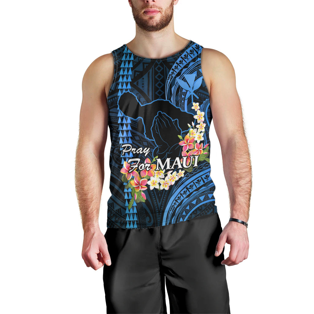 Hawaii Men Tank Top Pray For Maui Hawaiian Plumeria Be Strong Blue Verison LT14 - Polynesian Pride