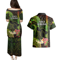 Hawaii Couples Matching Puletasi Dress and Hawaiian Shirt Pray For Maui Hawaiian Plumeria Be Strong Reggae Verison LT14 - Polynesian Pride