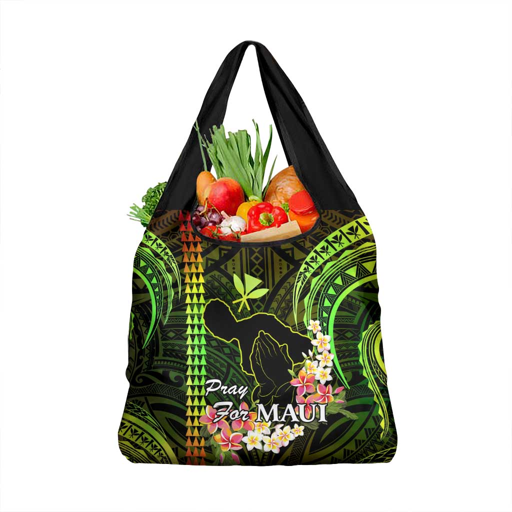Reggae Hawaii Grocery Bag Pray For Maui Hawaiian Plumeria Be Strong