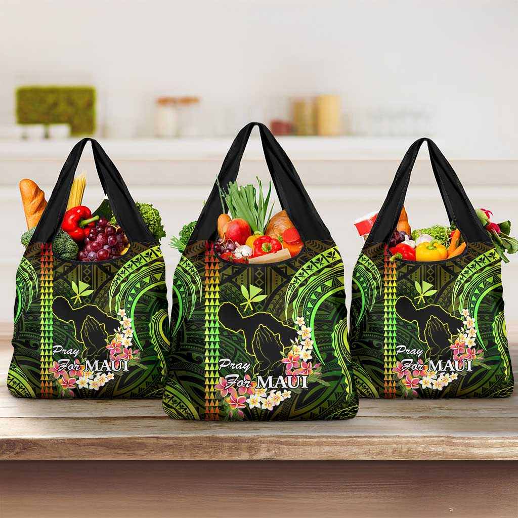 Reggae Hawaii Grocery Bag Pray For Maui Hawaiian Plumeria Be Strong