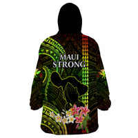 Hawaii Wearable Blanket Hoodie Pray For Maui Hawaiian Plumeria Be Strong Reggae Verison LT14 - Polynesian Pride