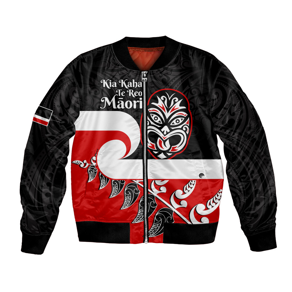 Personalised Te Reo Maori New Zealand Bomber Jacket Kia Haka Maori Fern With Tino Rangatiratanga LT14 Unisex Red - Polynesian Pride