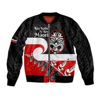 Personalised Te Reo Maori New Zealand Bomber Jacket Kia Haka Maori Fern With Tino Rangatiratanga LT14 Unisex Red - Polynesian Pride