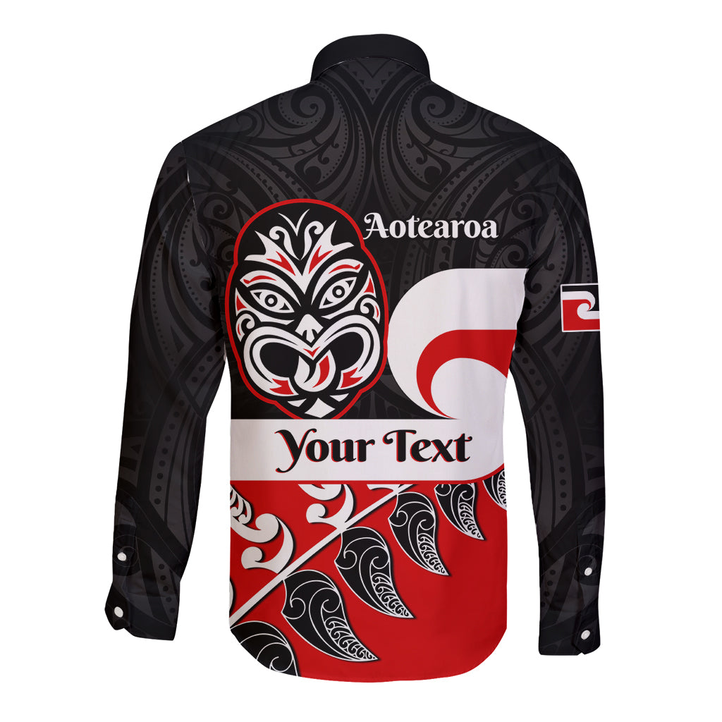 Personalised Te Reo Maori New Zealand Long Sleeve Button Shirt Kia Haka Maori Fern With Tino Rangatiratanga LT14 - Polynesian Pride