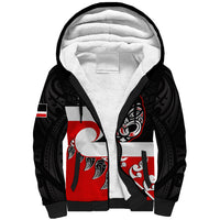 Personalised Te Reo Maori New Zealand Sherpa Hoodie Kia Haka Maori Fern With Tino Rangatiratanga LT14 Unisex Red - Polynesian Pride