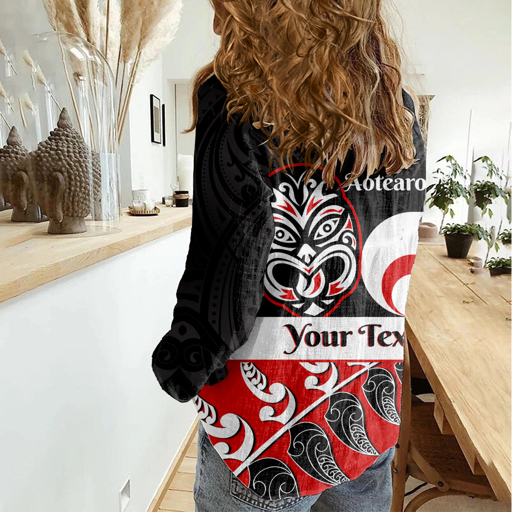 Personalised Te Reo Maori New Zealand Women Casual Shirt Kia Haka Maori Fern With Tino Rangatiratanga LT14 - Polynesian Pride