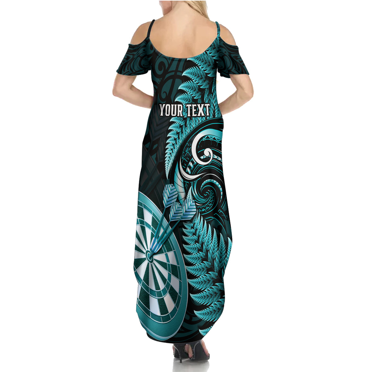 personalised-new-zealand-darts-family-matching-summer-maxi-dress-and-hawaiian-shirt-happiness-is-a-tight-threesome-maori-turquoise