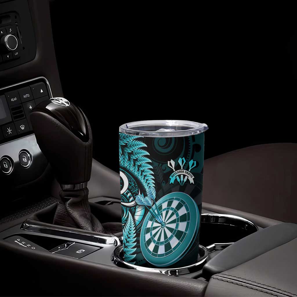 Personalised New Zealand Darts Tumbler Cup Happiness Is A Tight Threesome Maori Turquoise