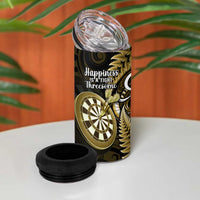 New Zealand Darts 4 in 1 Can Cooler Tumbler Happiness Is A Tight Threesome Maori Gold