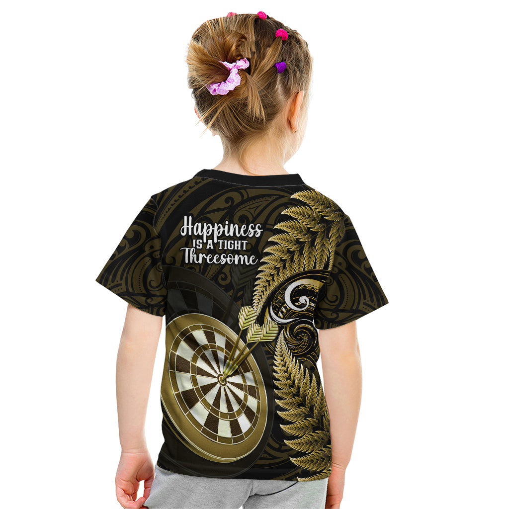 New Zealand Darts Kid T Shirt Happiness Is A Tight Threesome Maori Gold LT14 - Polynesian Pride