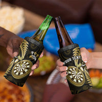 Personalised New Zealand Darts 4 in 1 Can Cooler Tumbler Happiness Is A Tight Threesome Maori Gold