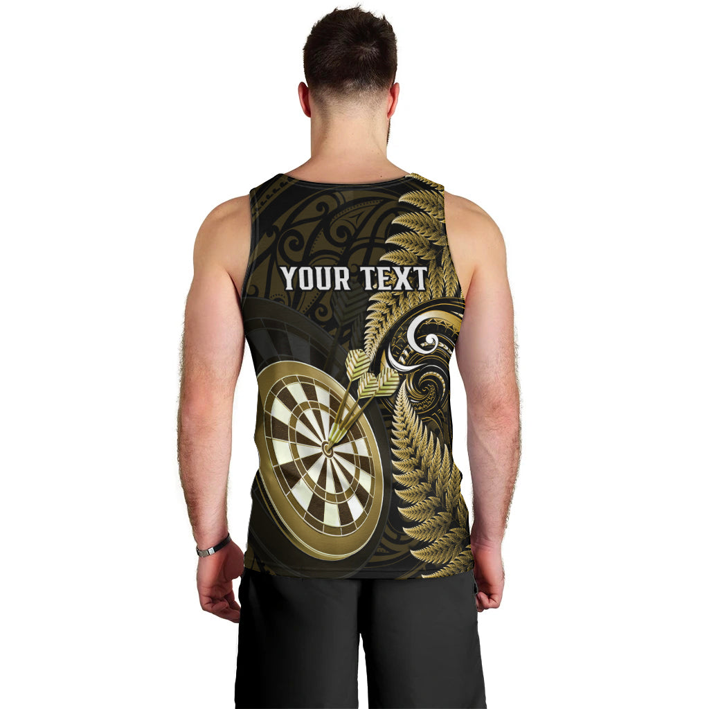 Personalised New Zealand Darts Men Tank Top Happiness Is A Tight Threesome Maori Gold LT14 - Polynesian Pride