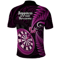 New Zealand Darts Polo Shirt Happiness Is A Tight Threesome Maori Pink LT14 - Polynesian Pride