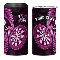 Personalised New Zealand Darts 4 in 1 Can Cooler Tumbler Happiness Is A Tight Threesome Maori Pink