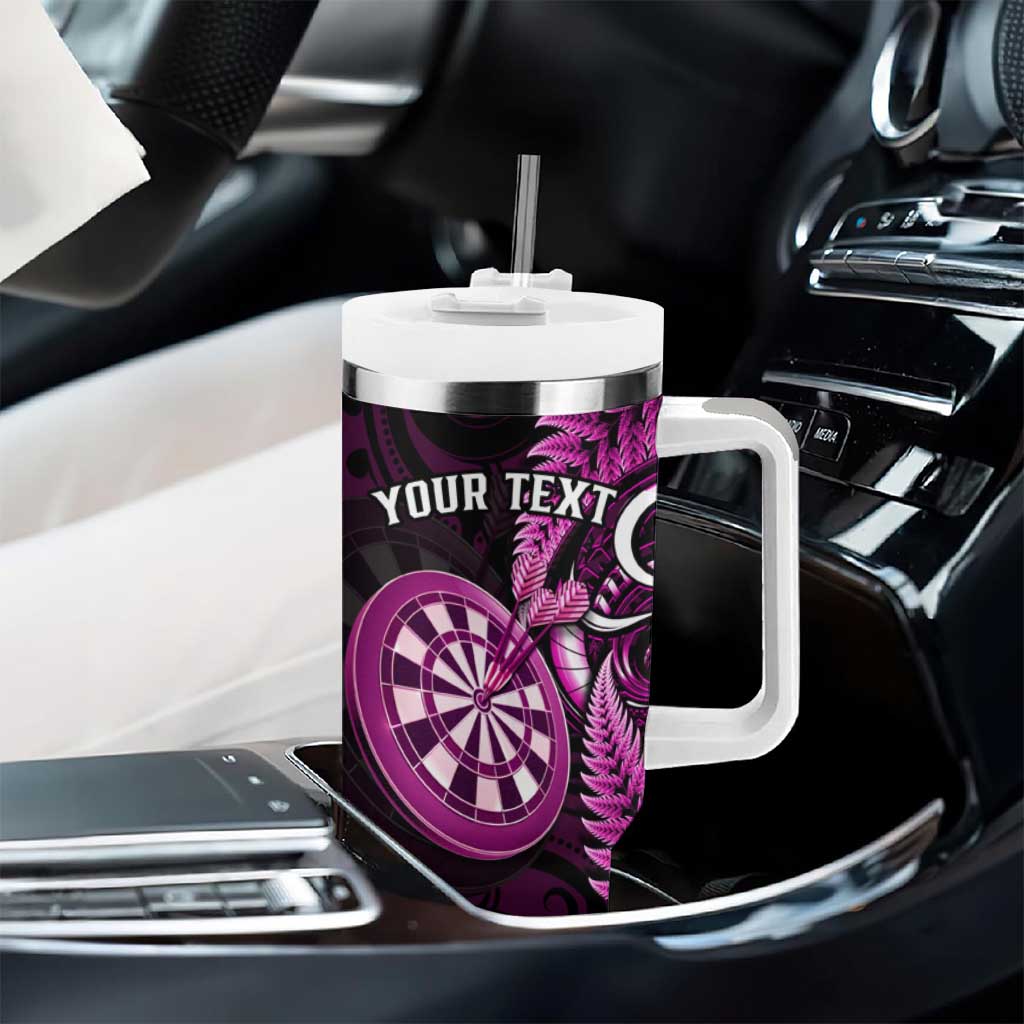 Personalised New Zealand Darts Tumbler With Handle Happiness Is A Tight Threesome Maori Pink