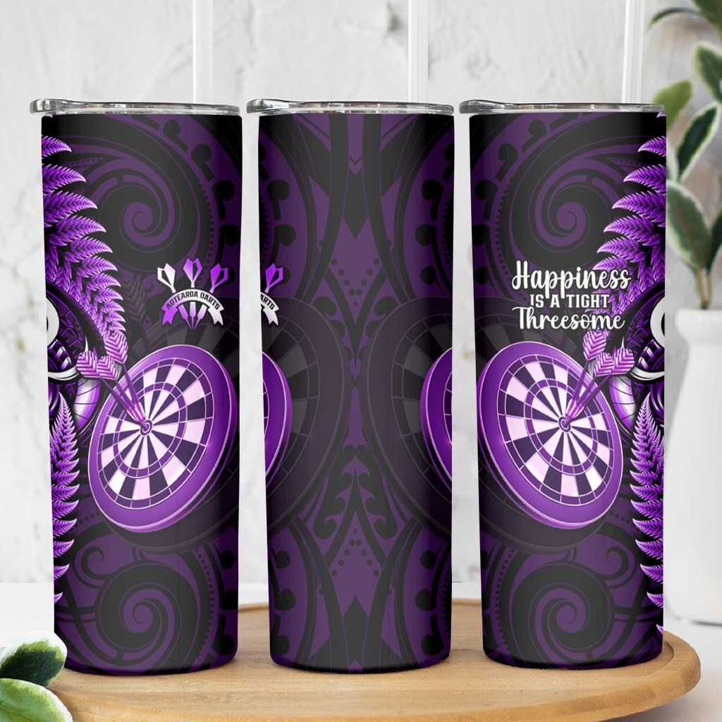 New Zealand Darts Skinny Tumbler Happiness Is A Tight Threesome Maori Purple