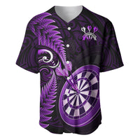 Personalised New Zealand Darts Baseball Jersey Happiness Is A Tight Threesome Maori Purple LT14 Purple - Polynesian Pride