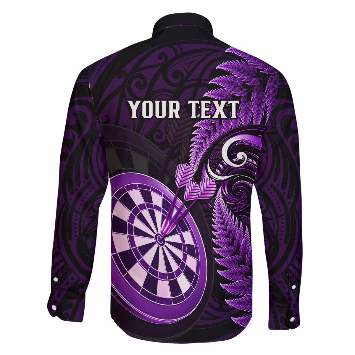 Personalised New Zealand Darts Family Matching Off Shoulder Short Dress and Hawaiian Shirt Happiness Is A Tight Threesome Maori Purple LT14 - Polynesian Pride