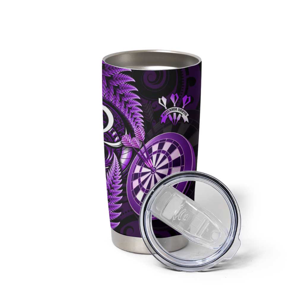 Personalised New Zealand Darts Tumbler Cup Happiness Is A Tight Threesome Maori Purple