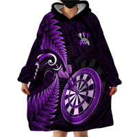 Personalised New Zealand Darts Wearable Blanket Hoodie Happiness Is A Tight Threesome Maori Purple LT14 - Polynesian Pride