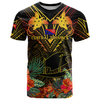 Papua New Guinea Central Province T Shirt Papua Niugini Coat Of Arms With Flag Style LT14 Black - Polynesian Pride