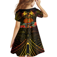 Papua New Guinea Western Province Kid Short Sleeve Dress Papua Niugini Coat Of Arms With Flag Style LT14 - Polynesian Pride