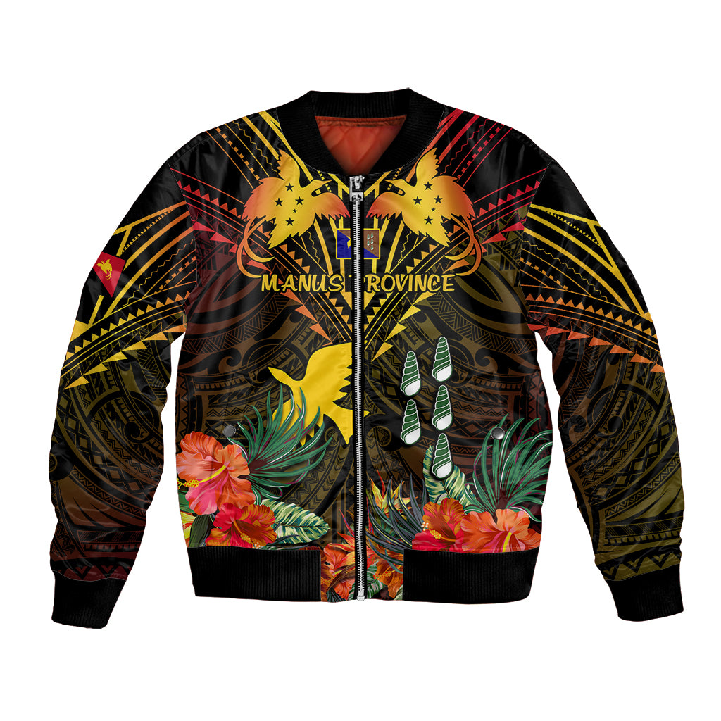 Papua New Guinea Manus Province Bomber Jacket Papua Niugini Coat Of Arms With Flag Style LT14 Unisex Black - Polynesian Pride