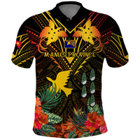 Papua New Guinea Manus Province Polo Shirt Papua Niugini Coat Of Arms With Flag Style LT14 Black - Polynesian Pride