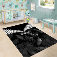 Custom New Zealand Silver Fern Football Area Rug Go Aotearoa Grunge Black - Polynesian Pride