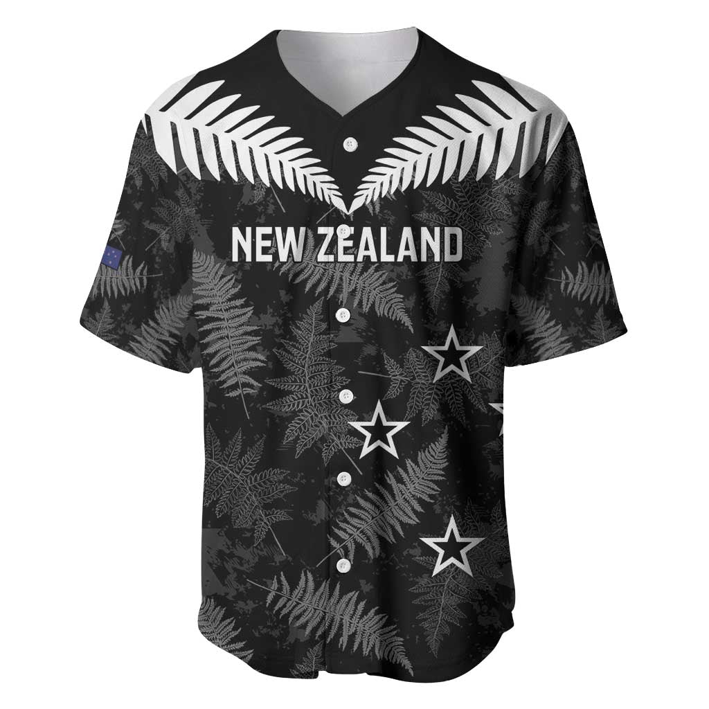 Custom New Zealand Silver Fern Football Baseball Jersey Go Aotearoa Grunge Black - Polynesian Pride
