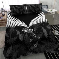 Custom New Zealand Silver Fern Football Bedding Set Go Aotearoa Grunge Black - Polynesian Pride