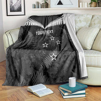 Custom New Zealand Silver Fern Football Blanket Go Aotearoa Grunge Black - Polynesian Pride