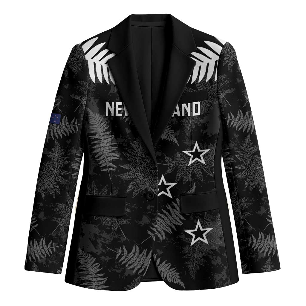 Custom New Zealand Silver Fern Football Blazer Go Aotearoa Grunge Black - Polynesian Pride