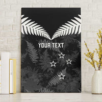 Custom New Zealand Silver Fern Football Canvas Wall Art Go Aotearoa Grunge Black - Polynesian Pride
