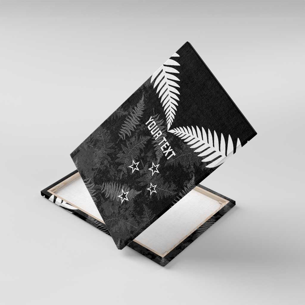 Custom New Zealand Silver Fern Football Canvas Wall Art Go Aotearoa Grunge Black - Polynesian Pride