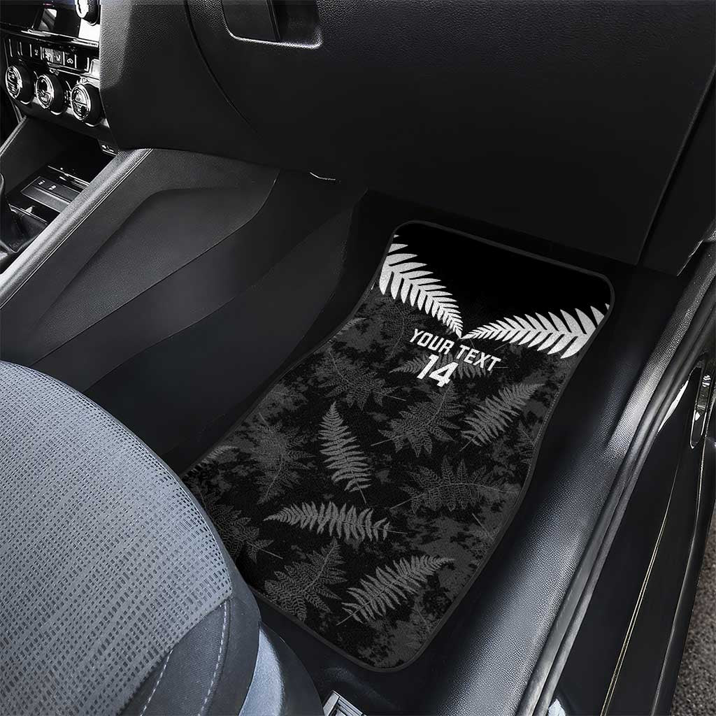 Custom New Zealand Silver Fern Football Car Mats Go Aotearoa Grunge Black - Polynesian Pride