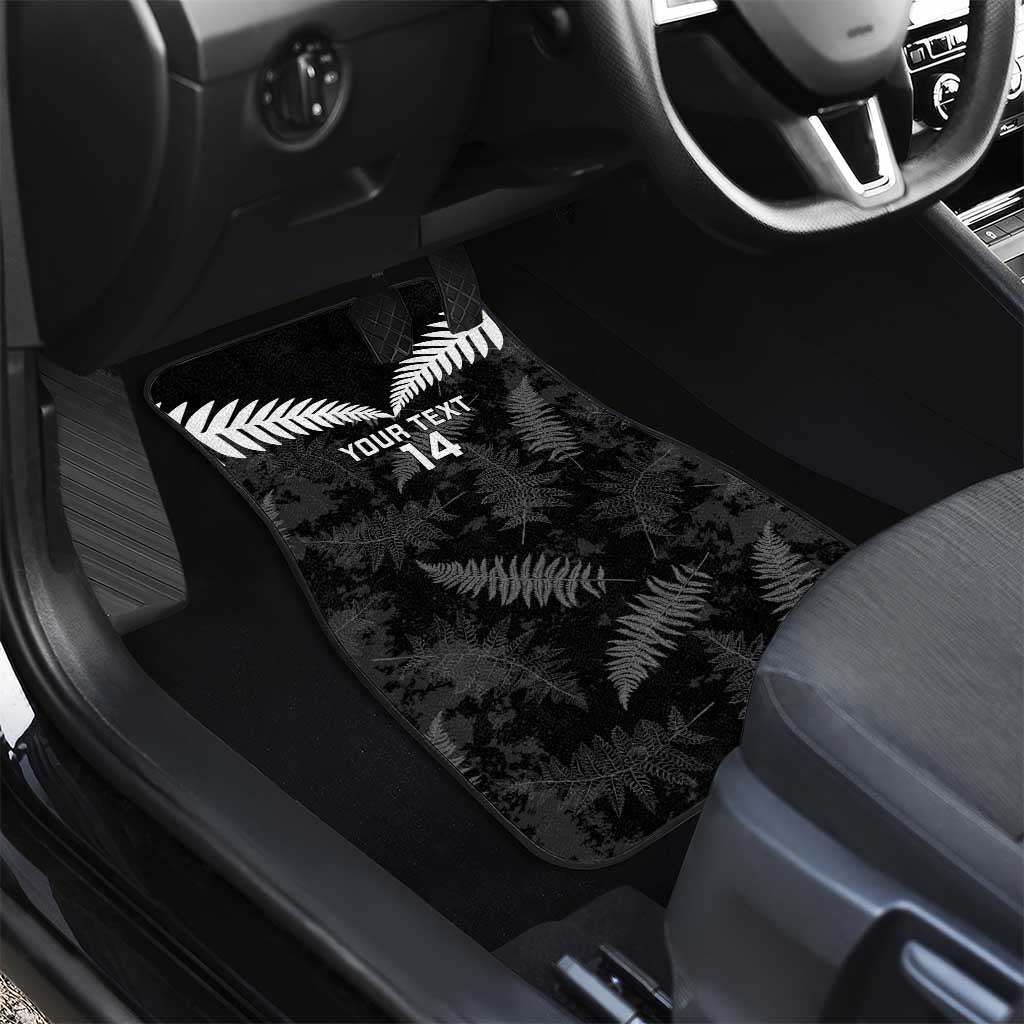 Custom New Zealand Silver Fern Football Car Mats Go Aotearoa Grunge Black - Polynesian Pride