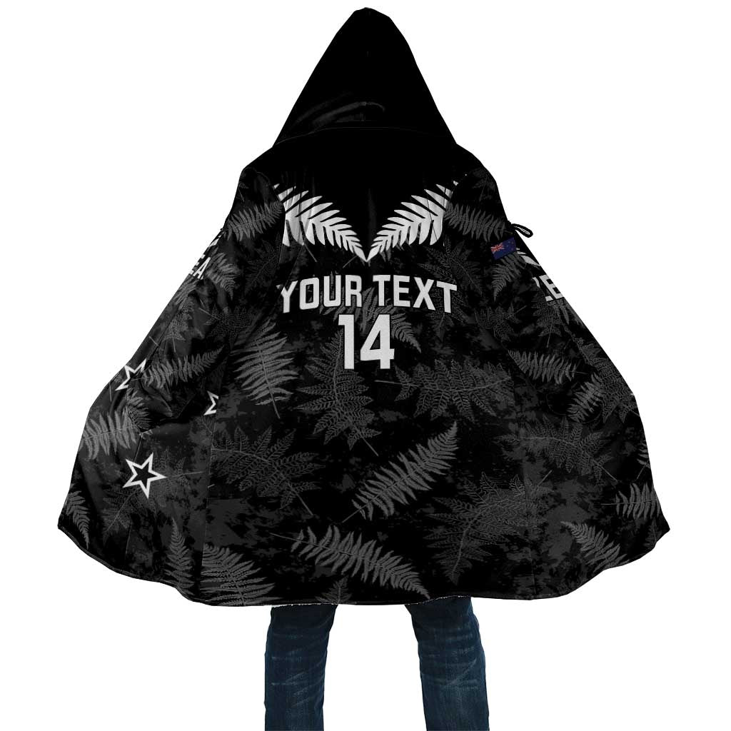 Custom New Zealand Silver Fern Football Cloak Go Aotearoa Grunge Black - Polynesian Pride