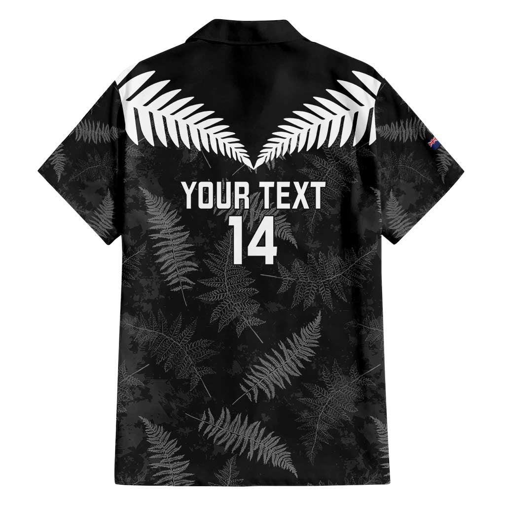 Custom New Zealand Silver Fern Football Family Matching Long Sleeve Bodycon Dress and Hawaiian Shirt Go Aotearoa Grunge Black - Polynesian Pride