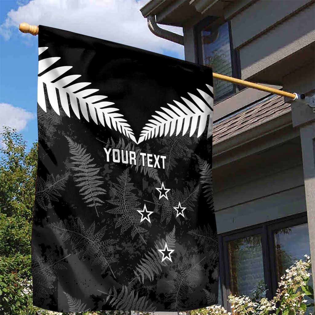 Custom New Zealand Silver Fern Football Garden Flag Go Aotearoa Grunge Black - Polynesian Pride