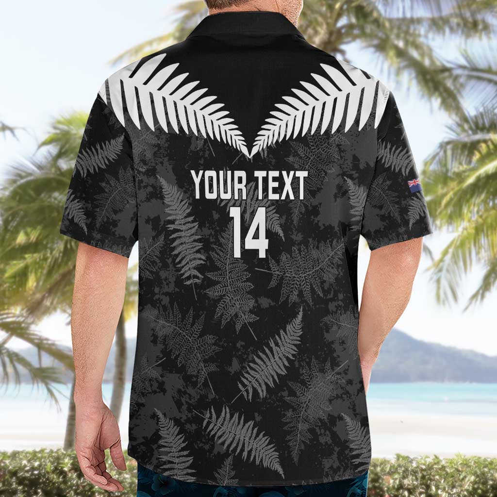 Custom New Zealand Silver Fern Football Hawaiian Shirt Go Aotearoa Grunge Black - Polynesian Pride