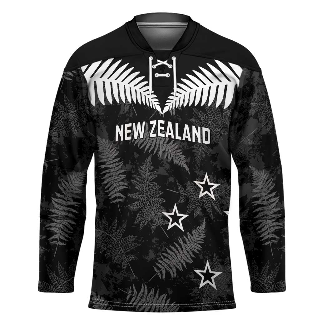 Custom New Zealand Silver Fern Football Hockey Jersey Go Aotearoa Grunge Black - Polynesian Pride