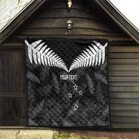 Custom New Zealand Silver Fern Football Quilt Go Aotearoa Grunge Black - Polynesian Pride