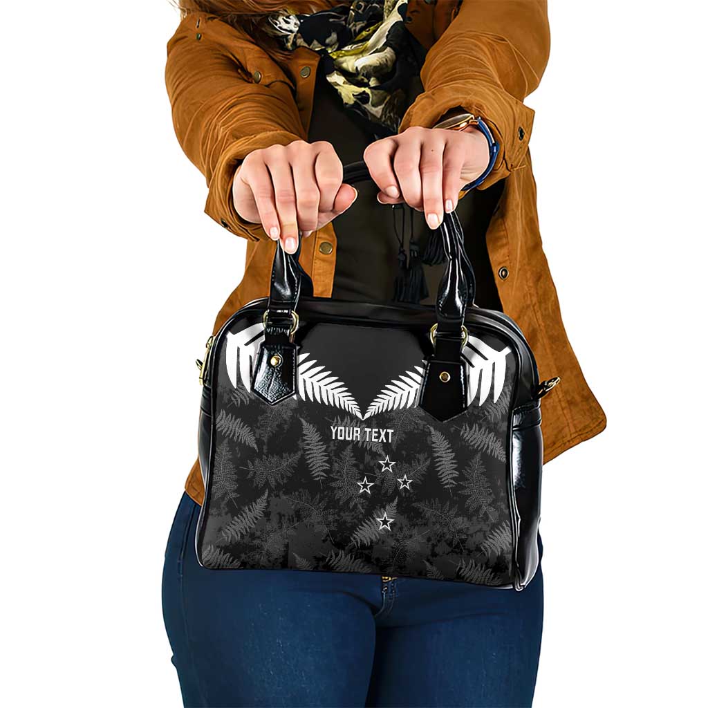 Custom New Zealand Silver Fern Football Shoulder Handbag Go Aotearoa Grunge Black - Polynesian Pride