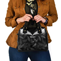 Custom New Zealand Silver Fern Football Shoulder Handbag Go Aotearoa Grunge Black - Polynesian Pride