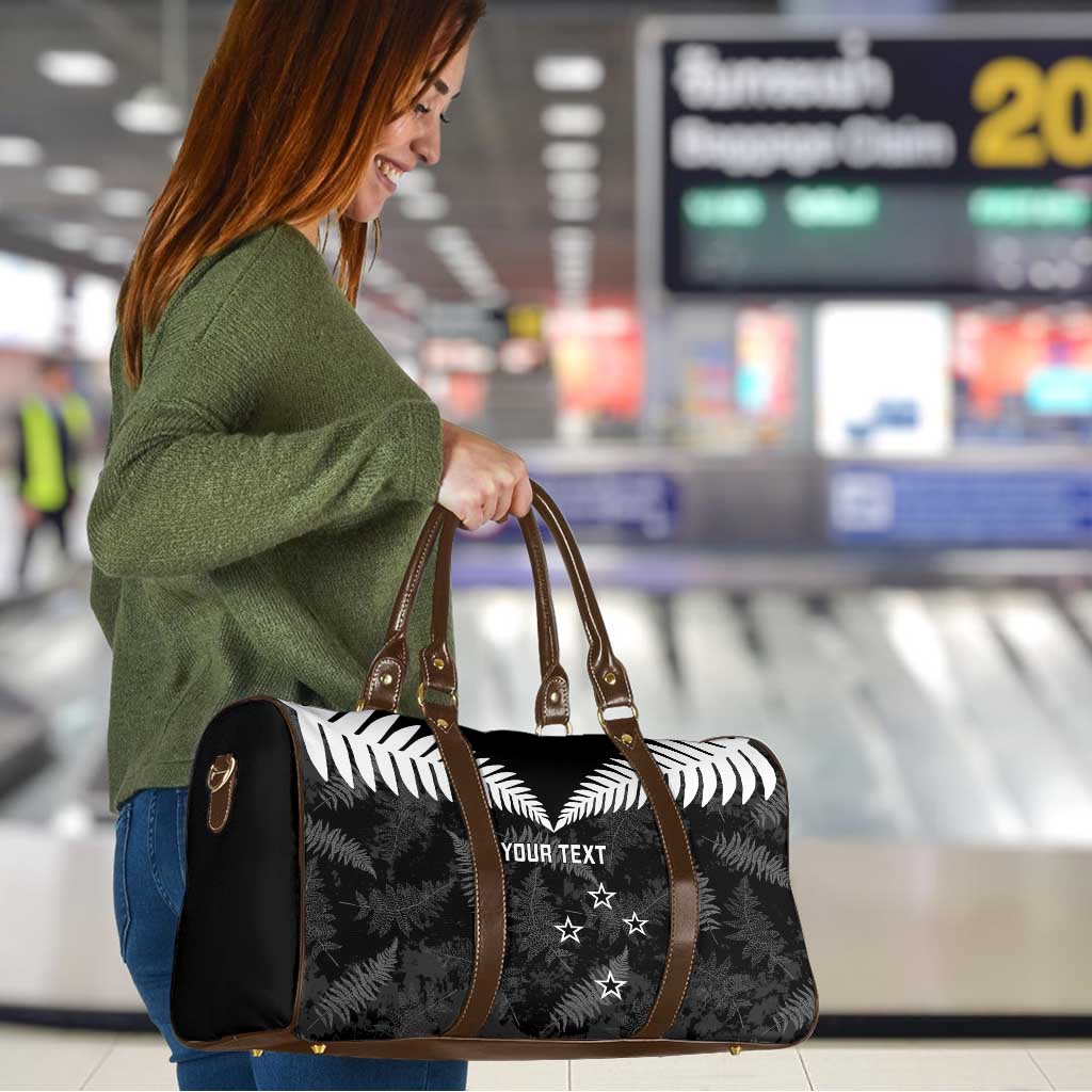 Custom New Zealand Silver Fern Football Travel Bag Go Aotearoa Grunge Black - Polynesian Pride