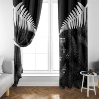 Custom New Zealand Silver Fern Football Window Curtain Go Aotearoa Grunge Black - Polynesian Pride
