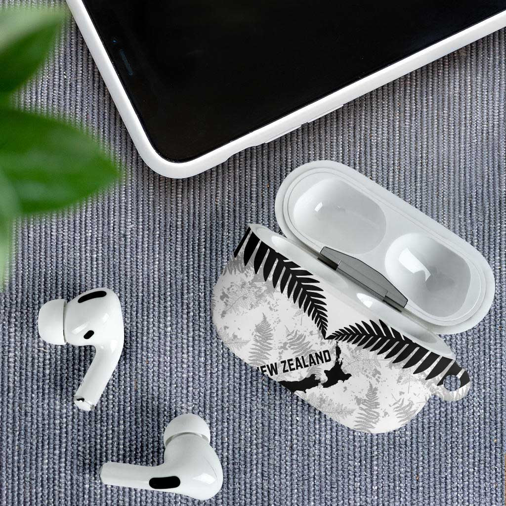 Custom New Zealand Silver Fern Football AirPods Case Go Aotearoa Grunge White - Polynesian Pride